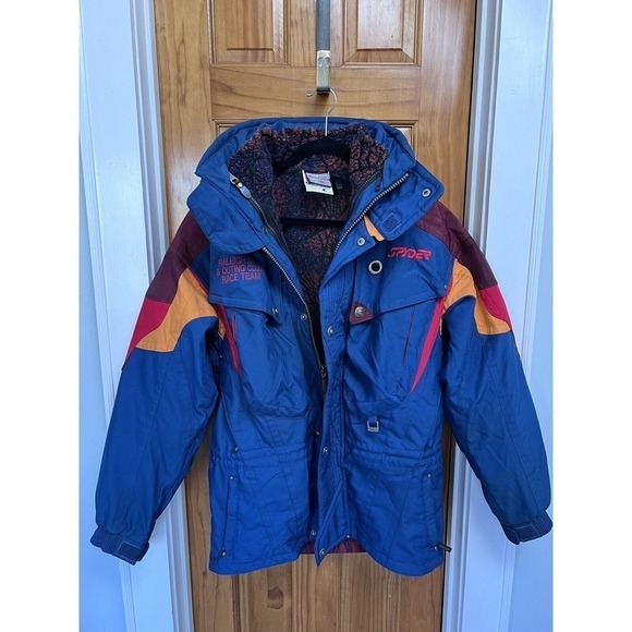 Spyder Other - VTG Spyder Ski Coat Jacket Blue Red SM Snowboard Heavy Zip Lining Hood Gorpcore